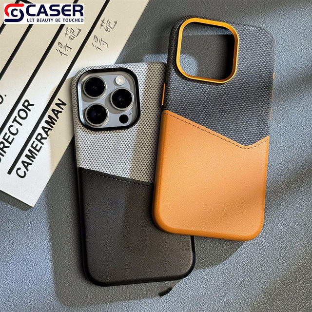 A8b1f38aeea7a4500ace2c40be0521f45j.jpg_960x960q80 Advanced Built-in Strong Magnetic Patchwork of Cloth Leather Insert Card Metal Lens Protection Phone case - Image 1