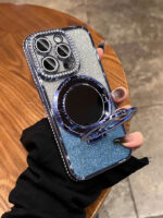 Hot Diamond Design Girl Phone case with Glitter Mirror Holder - Image 2