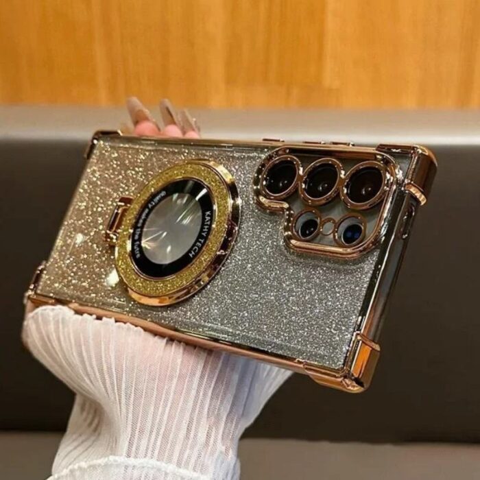 Hot Glitter Clear Magnetic Phone Case for Samsung - Image 1
