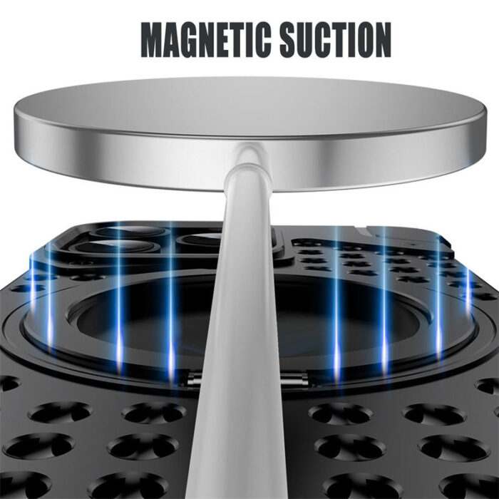 Metal Aluminum Four Corners Rubber Pad With 360° Holder Magnetic Phone Case - Image 4