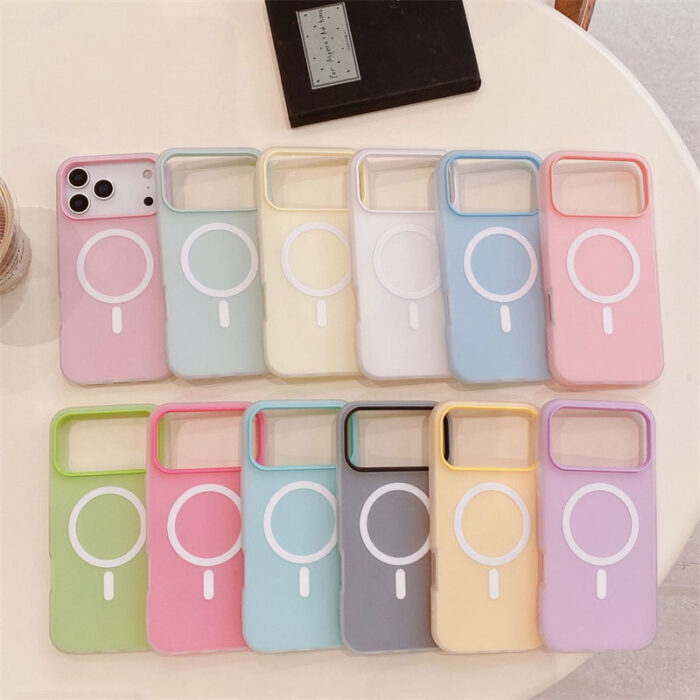 Colorful Matte Magnetic Phone Cases Personalized Candy Girl Magnetic TPU PC Candy Cell - Image 1