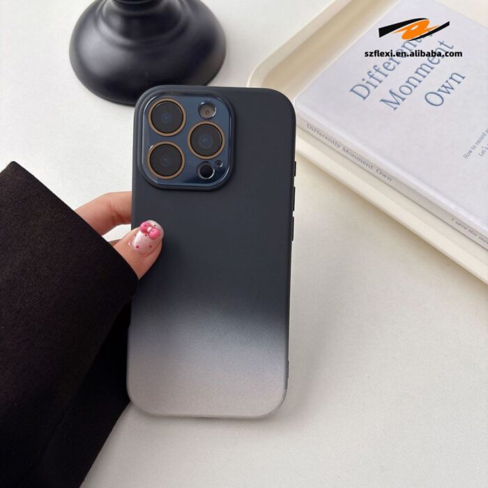 Fashion Silicone Gradient Color Shockproof With Lens Glass Protection Case - Image 6