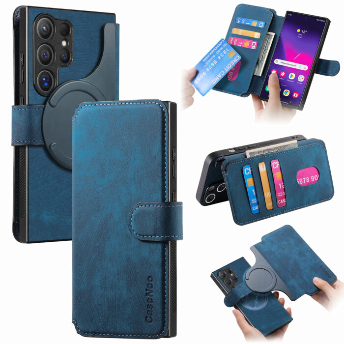 Premium PU Leather Magnetic Mobile Phone Case for Samsung - Image 7