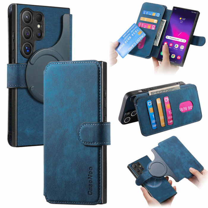 Premium PU Leather Magnetic Mobile Phone Case for Samsung - Image 1