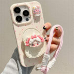 DIY Cartoon Girl Stand Phone Case with Strap - Image 2