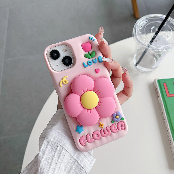 Cute Girl Silicone Flower Mobile Phone Case - Image 2