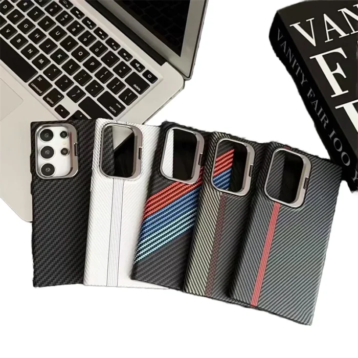 Luxury Carbon Fiber Phone Case for Samsung Electroplate Bracket - Image 7