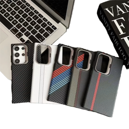 Luxury Carbon Fiber Phone Case for Samsung Electroplate Bracket