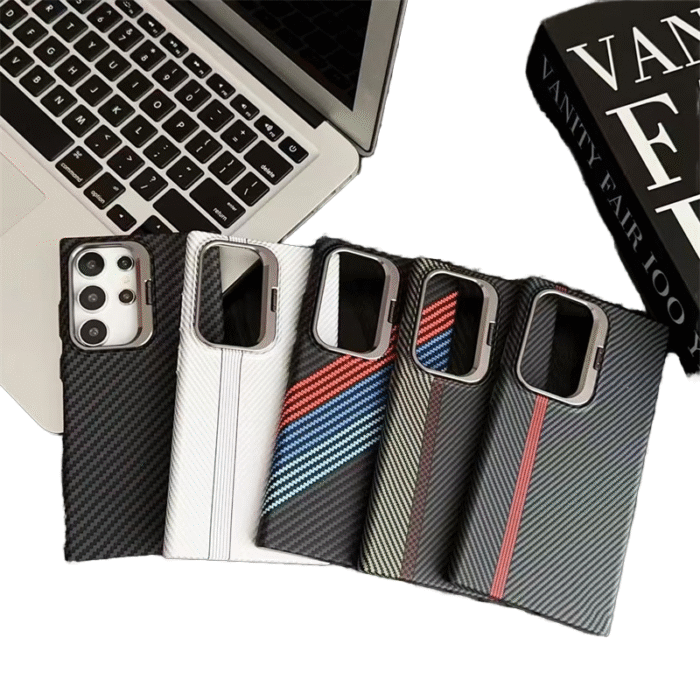 H265a789ede2d493181dc889f5c705994u.jpg_960x960q80-1 Luxury Carbon Fiber Phone Case for Samsung Electroplate Bracket - Image 1