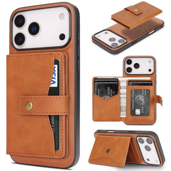 Premium Pu Leather with Strong Magnetic Back Card Holder Wallet Phone case - Image 1