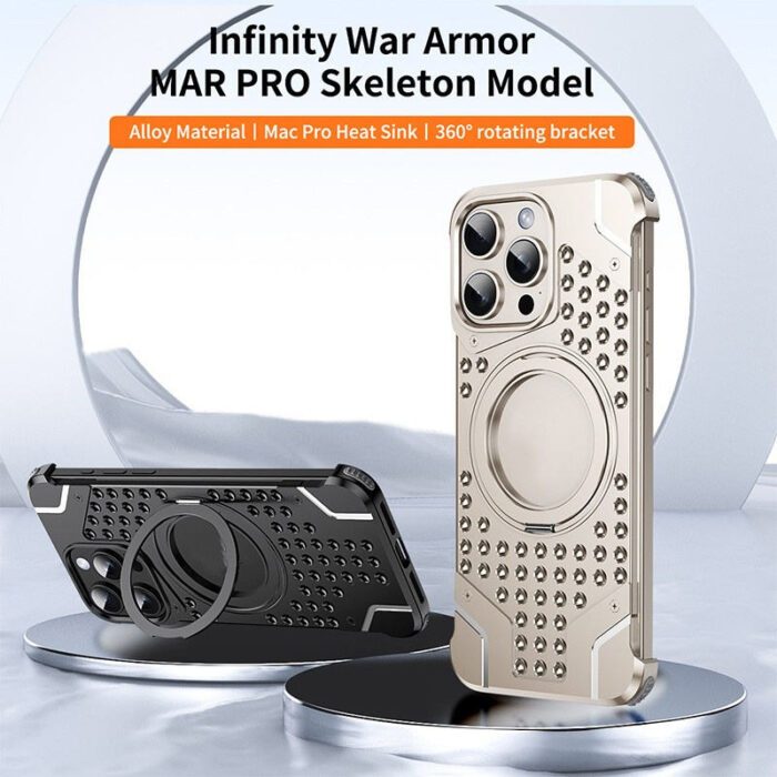 Metal Aluminum Four Corners Rubber Pad With 360° Holder Magnetic Phone Case - Image 6