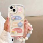Cartoon Doll Beautiful Girl Style Beaded Wrist Strap TPU Phone Cover - Image 3
