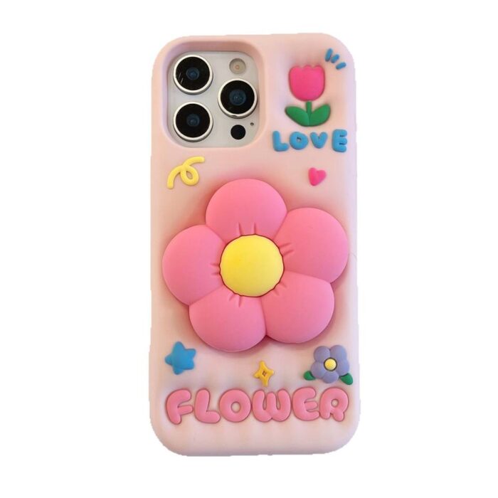 Cute Girl Silicone Flower Mobile Phone Case - Image 5