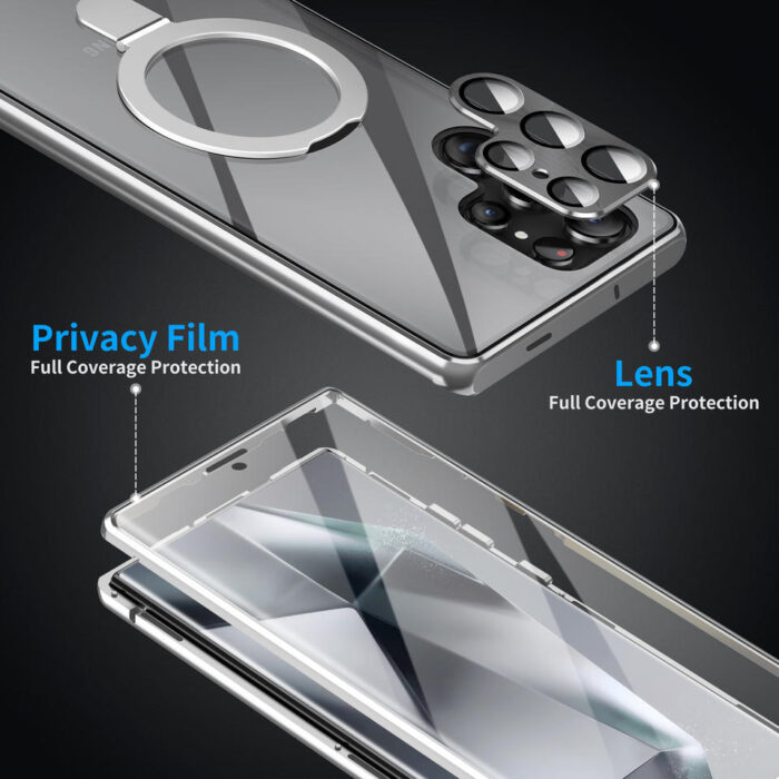 New Design Premium Magneto King Aluminum Kickstand 360 Transparent Case for Samsung - Image 4