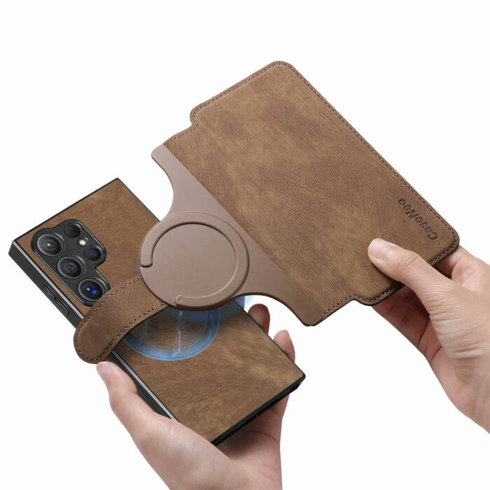 Premium PU Leather Magnetic Mobile Phone Case for Samsung - Image 3