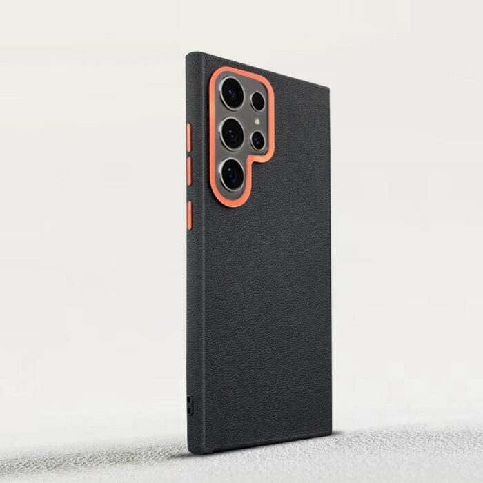 Premium PU Leather Magnetic With Camera Frame Skin Feel Phone Case - Image 4