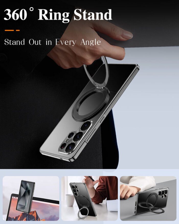 Fashion 360 Degree Rotatable Metal Magnetic Ring Kickstand Cover - Image 3