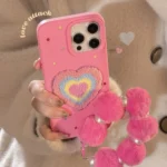 Custom Designer Creative Cute Pink Plush Phone Cover Bracelet - Image 6