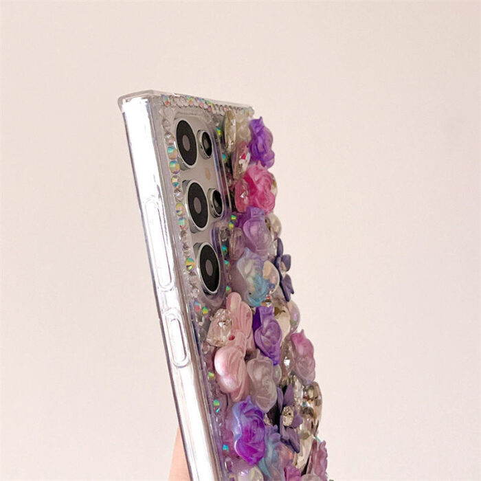 Luxury Women Girls Bling Glitter Crystal Bow Rose Flower Diamond Phone Case - Image 5