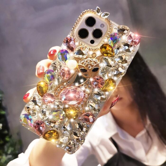 New Luxury Women Design Glitter Women Girl Bling Diamond Pearl Soft Tpu Back Rhinestones Phone Case - Image 4