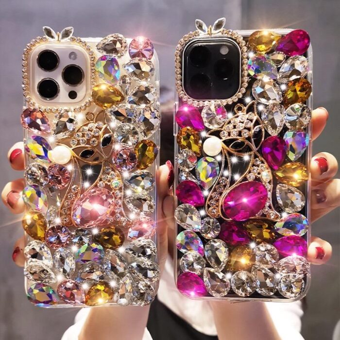 H5f6339a016d24bd59e6ba5cedf585fa71.jpg_960x960q80 New Luxury Women Design Glitter Women Girl Bling Diamond Pearl Soft Tpu Back Rhinestones Phone Case - Image 1