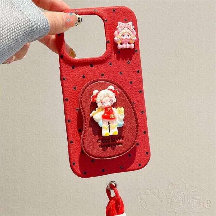 DIY Cartoon Girl Stand Phone Case with Strap - Image 5