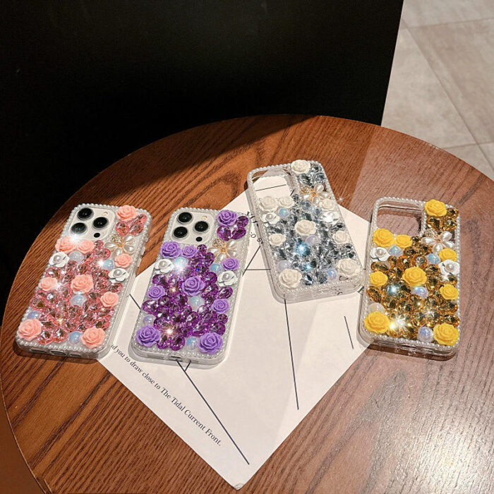 Luxury Crystal Diamond Rose Protective Case for iPhone - Image 6