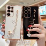Luxury Plating TPU Girly Cover Love Heart Bracelet Mobile Phone Cases