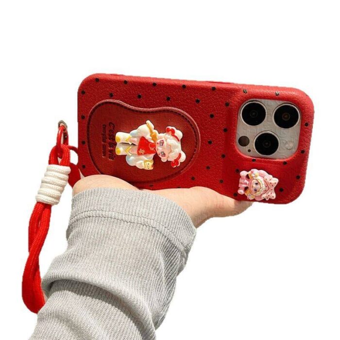 DIY Cartoon Girl Stand Phone Case with Strap - Image 6