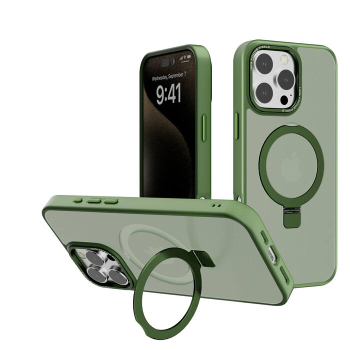 Metal Bracket Matte PC Rotating Kickstand Magnet Phone Case - Image 2