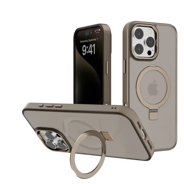 Metal Bracket Matte PC Rotating Kickstand Magnet Phone Case - Image 5