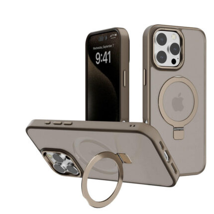 Metal Bracket Matte PC Rotating Kickstand Magnet Phone Case