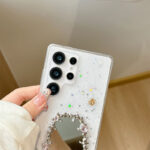 Diamond Rhinestone Makeup Mirror Case for Samsung - Image 4