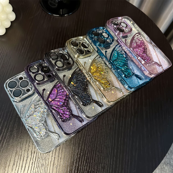Luxury Quicksand Glitter Bling Clear Butterfly Mobile Cover - Image 6