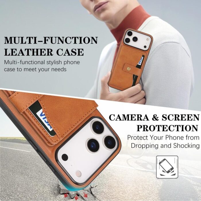 Premium Pu Leather with Strong Magnetic Back Card Holder Wallet Phone case - Image 5