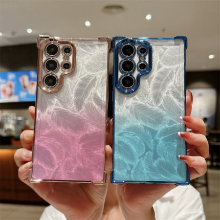 New Creative Feather Pattern Clear Cover