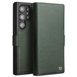 QIALINO 100% Handmade Full Grain Calf Leather Magnetic Wallet Case