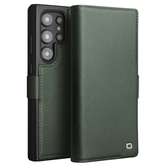 QIALINO 100% Handmade Full Grain Calf Leather Magnetic Wallet Case - Image 1