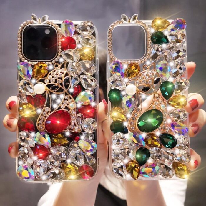 New Luxury Women Design Glitter Women Girl Bling Diamond Pearl Soft Tpu Back Rhinestones Phone Case - Image 2