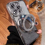 Hot Diamond Design Girl Phone case with Glitter Mirror Holder