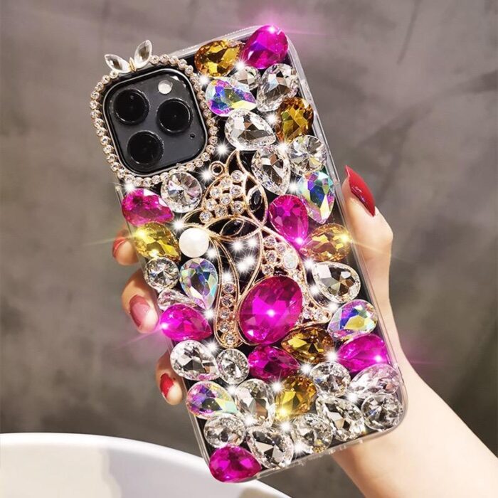 New Luxury Women Design Glitter Women Girl Bling Diamond Pearl Soft Tpu Back Rhinestones Phone Case - Image 5