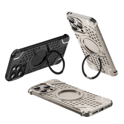 Metal Aluminum Four Corners Rubber Pad With 360° Holder Magnetic Phone Case