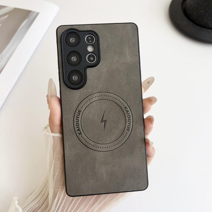 Luxury Leather Shockproof Wireless Charging Phone Case Magnetic Cover for Samsung S22 S23 S24 S25 Ultra - Image 4