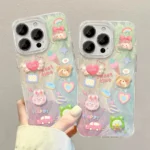 Cartoon Girl Rabbit Love Heart Bear Doll Camlet Style TPU Mobile Phone Cover Case for Iphone - Image 7
