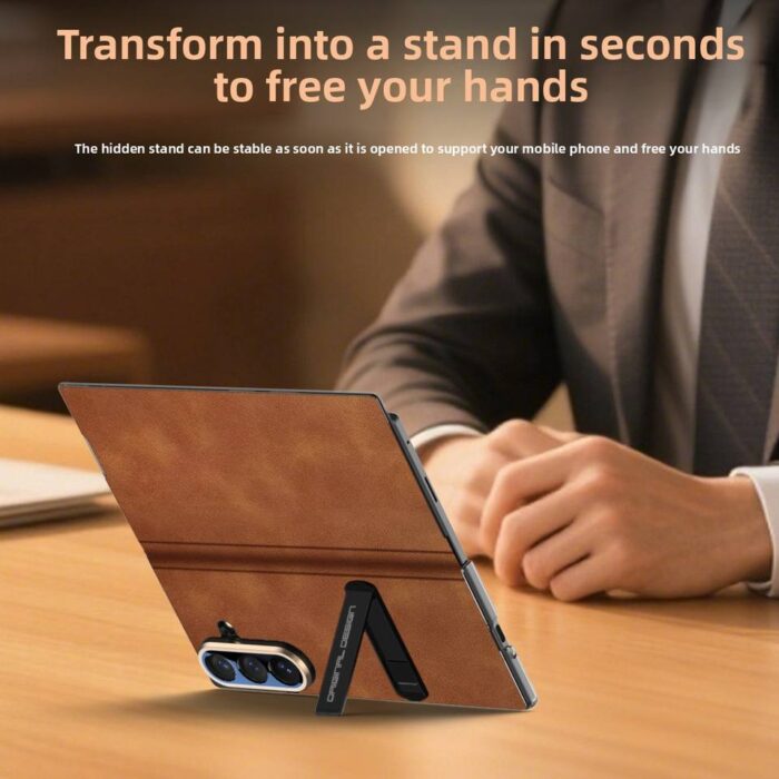 For Samsung ZFold7 Ultra-Thin Magnetic Leather Case Luxury Stand Design Flip Phone Case for All-Inclusive Screen Protection - Image 4