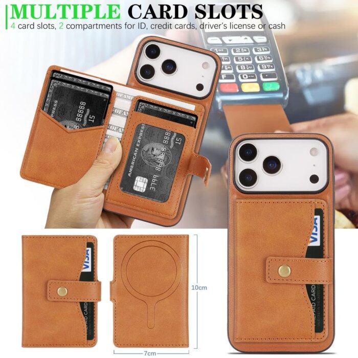 Premium Pu Leather with Strong Magnetic Back Card Holder Wallet Phone case - Image 2