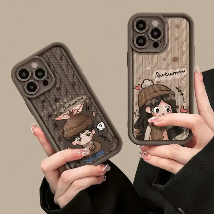 Couple Girl Boy Print Ladder Lens Style Shockproof TPU Mobile Phone Cover - Image 7