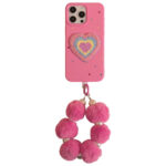 Custom Designer Creative Cute Pink Plush Phone Cover Bracelet - Image 2