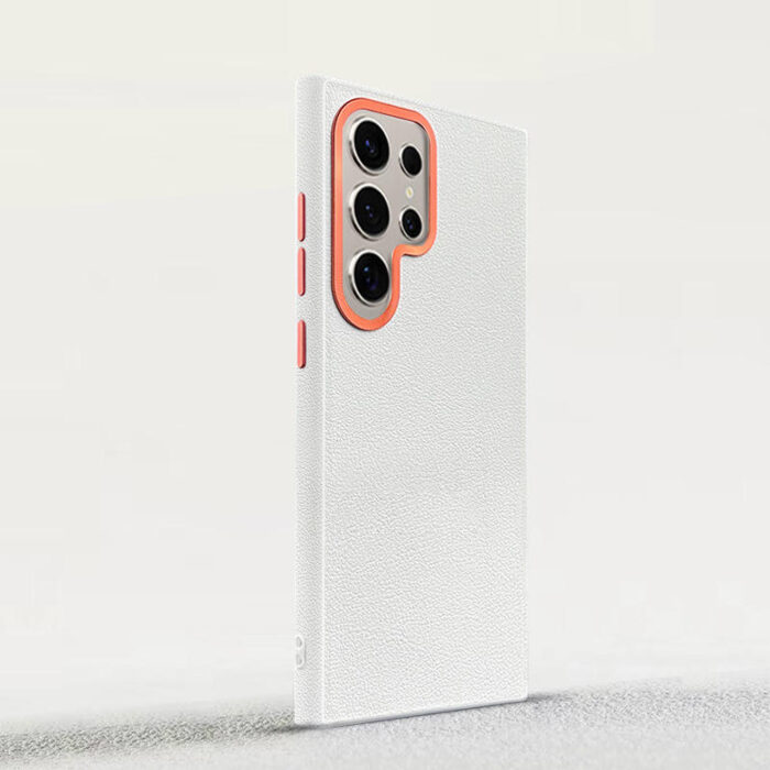 Premium PU Leather Magnetic With Camera Frame Skin Feel Phone Case - Image 3