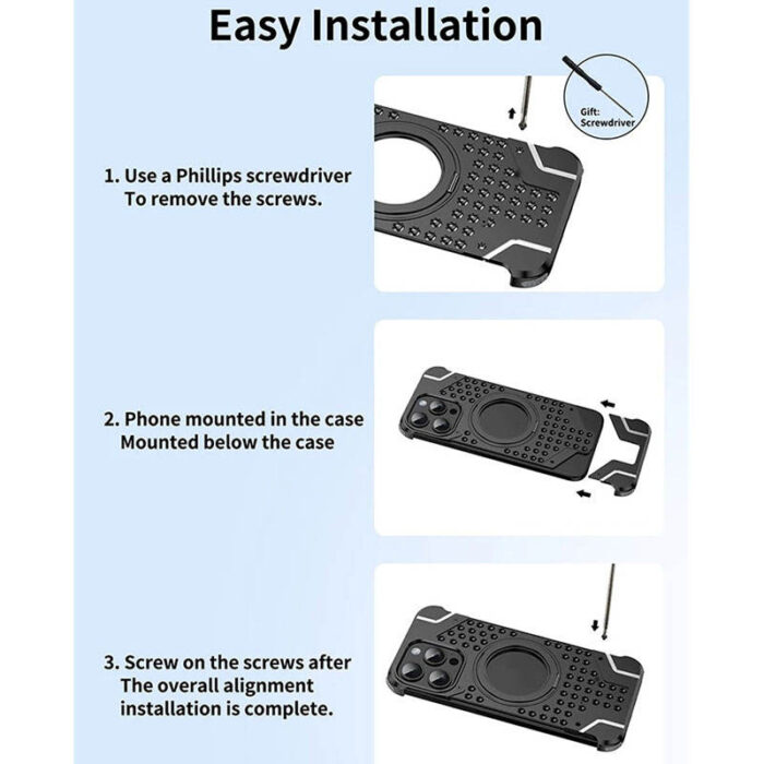 Metal Aluminum Four Corners Rubber Pad With 360° Holder Magnetic Phone Case - Image 3